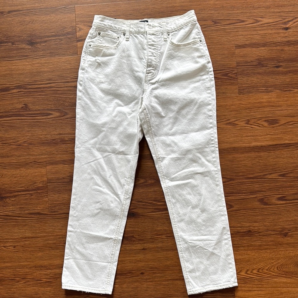 White High-Rise Straight Jeans